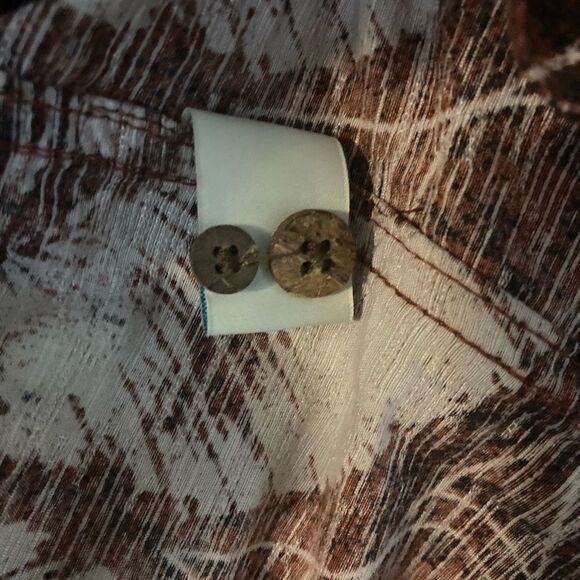 Men’s Caribbean Pure Silk Brown White Leaf Patterned Tropical Size XL - Picture 6 of 7